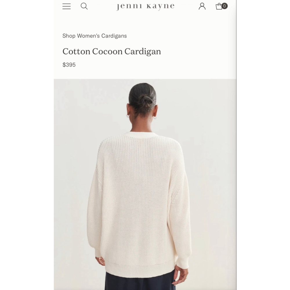 NWT Jenni Kayne Cotton Cocoon Cardigan Ivory XS (Fits up to xl!) - Picture 3 of 6